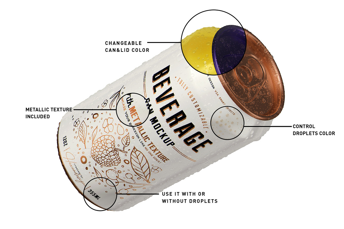12oz-355ml Can Mockup, an Advertising Mockup by HexenDesigns (Photo 3 of 7)