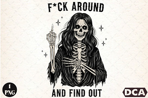 Funny Halloween Sassy Skeleton PNG, an Illustration by DreamCafeArt