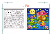 Kawaii Magical Worlds Coloring, a Decorative Illustration by Coco Bloom (Thumbnail 3 of 8)