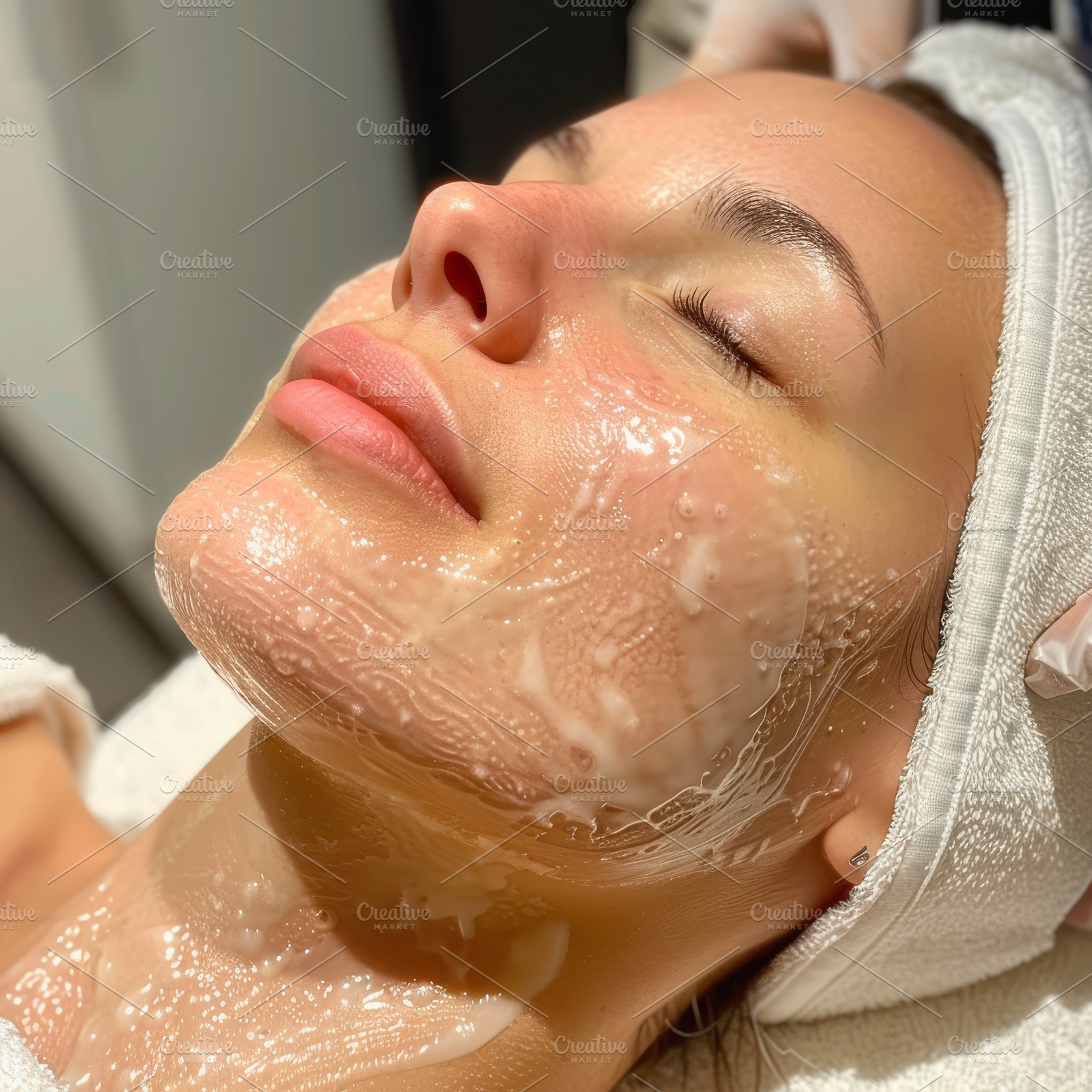 A woman getting a facial mask applie, a Photo by Iftikhar Alam