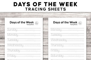 Days Of The Week Tracing Sheet, a Stationery Template by Graphicsnext