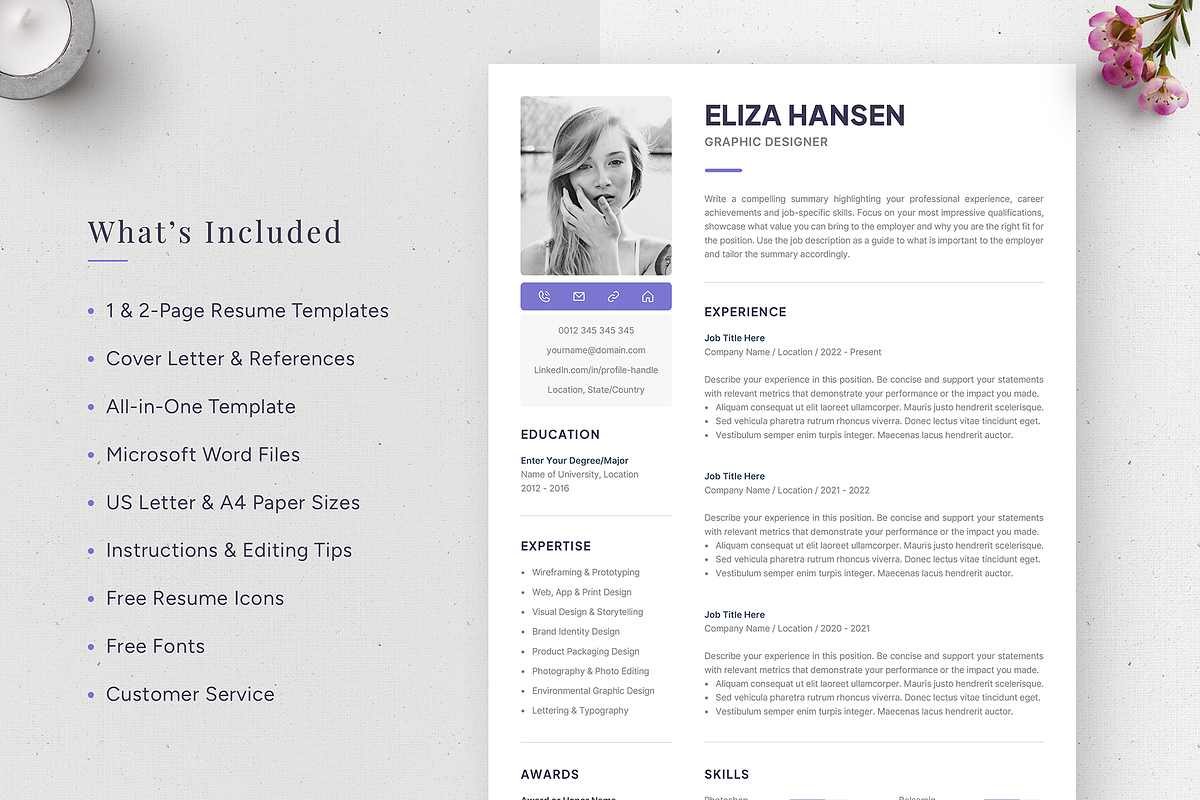 Resume Template with Photo - Eliza, a Resume Template by Olympia Resume (Photo 2 of 6)