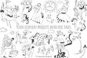 Hand-Drawn Medieval Doodle Cats, an Illustration by Anastasiya Klempach (Thumbnail 5 of 6)
