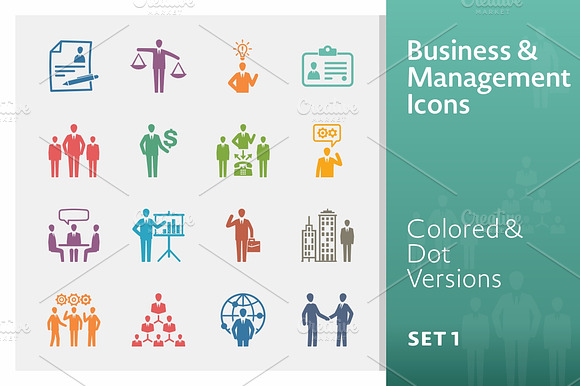 Colored Business Management Icons