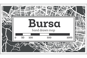 Bursa Turkey City Map In Retro Style