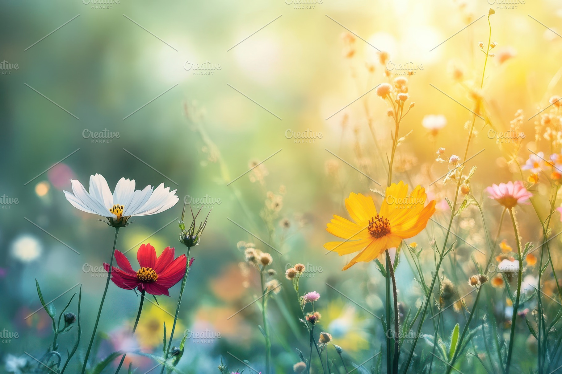 Bright flower meadow in summer, a Photo by Pavel_design
