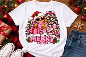 Pink Gingerbread Christmas PNG, a Seasonal Illustration by Watercolor design