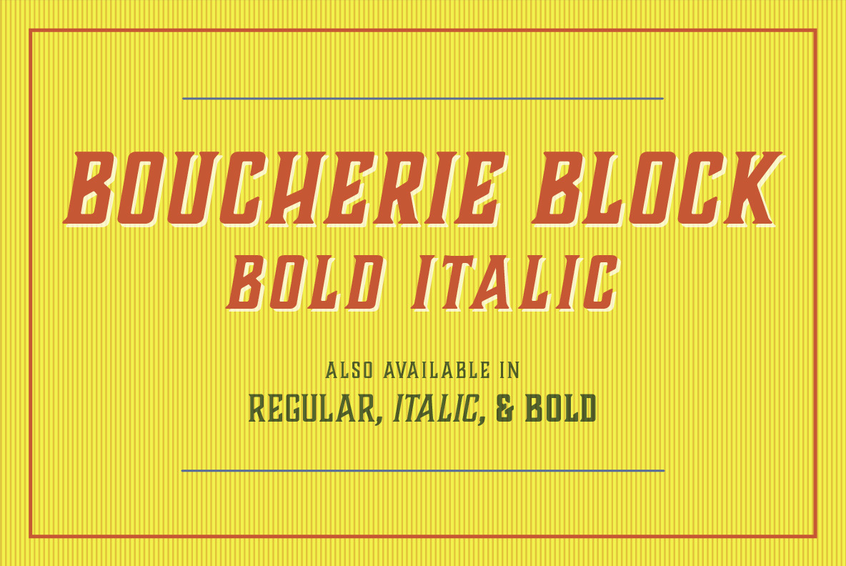 Boucherie Block Bold Italic, a Serif Font by Laura Worthington