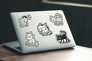 Hand drawn Cute Doodle Cats Clipart, an Animal Illustration by DeShoff Art (Thumbnail 1 of 6)