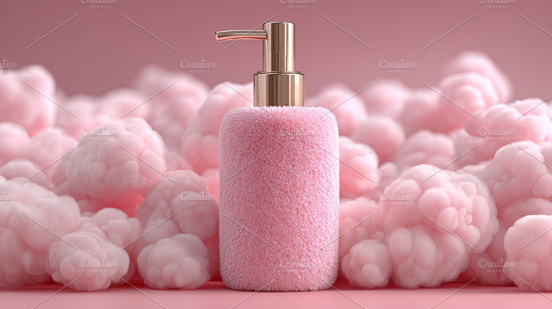 Pink Fuzzy Soap Dispenser, a Beauty & Fashion Photo by Ales Munt