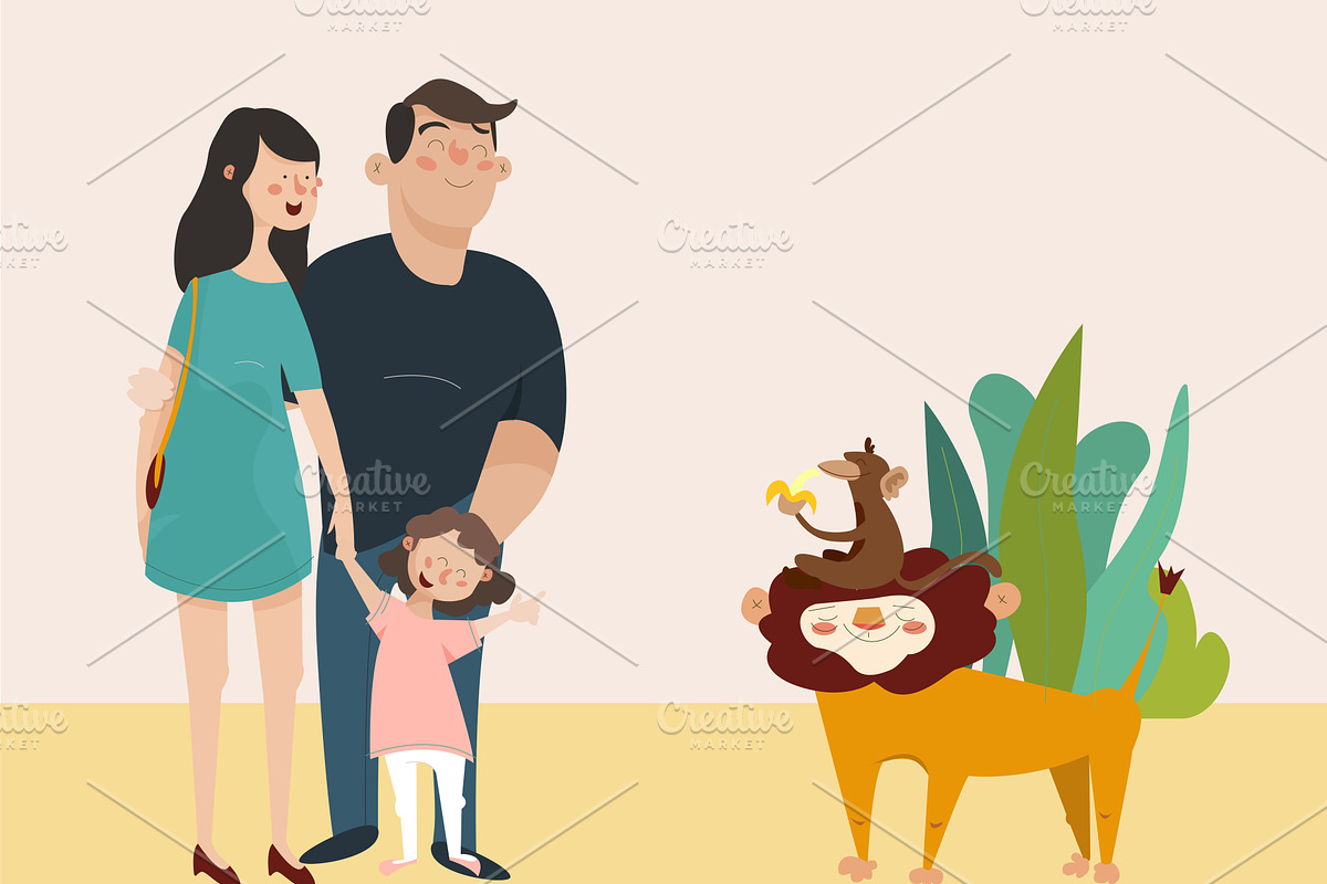 Family in ZOO, an Illustration by 2D/3D (Photo 2 of 2)