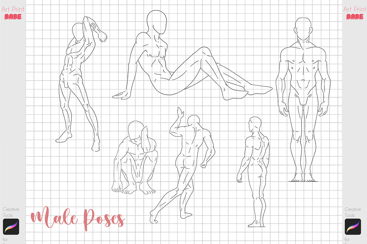 Procreate Anime Pose Body Anatomy, a Brush Add-On by ArtPrintBabe (Photo 2 of 10)