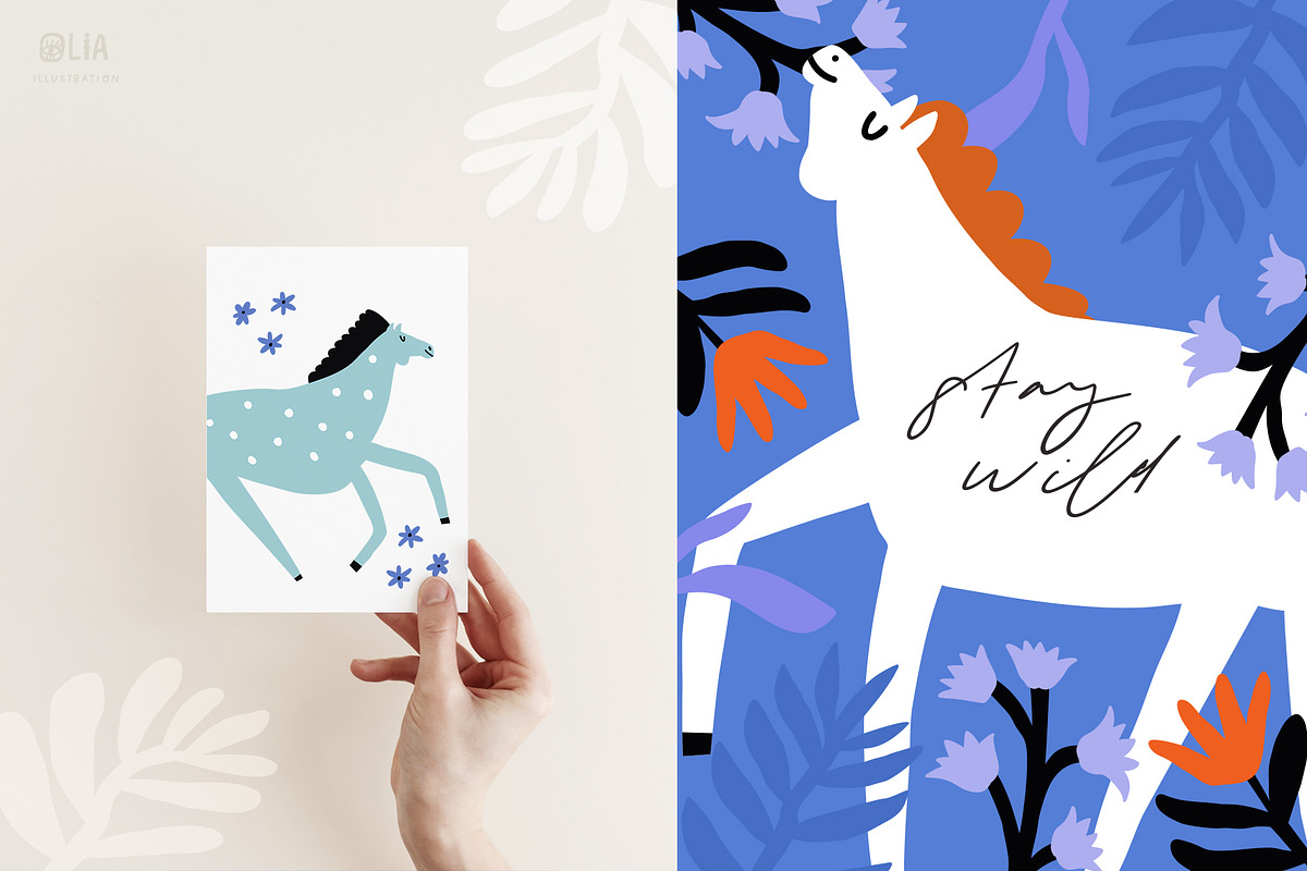 Adorable Horses | Hand drawn clipart, an Animal Illustration by Olia (Photo 11 of 11)