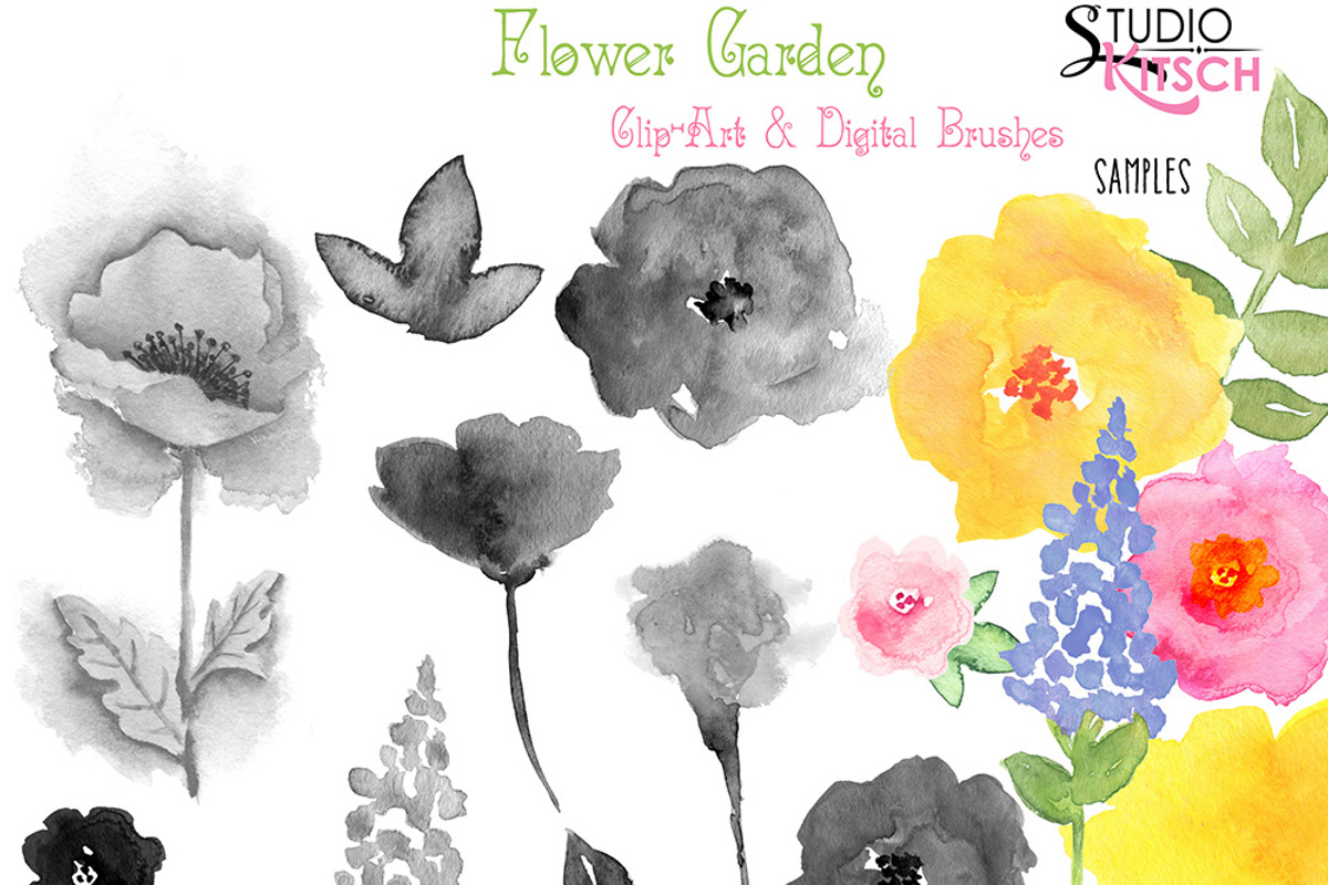 Watercolor Flower Brush Bundle preview 3
