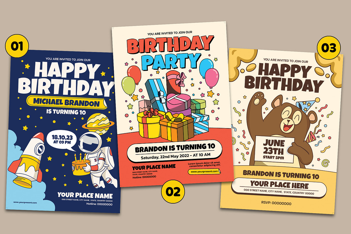 Happy Birthday Flyer (15 Assets), a Flyer Template by Graptail (Photo 2 of 6)