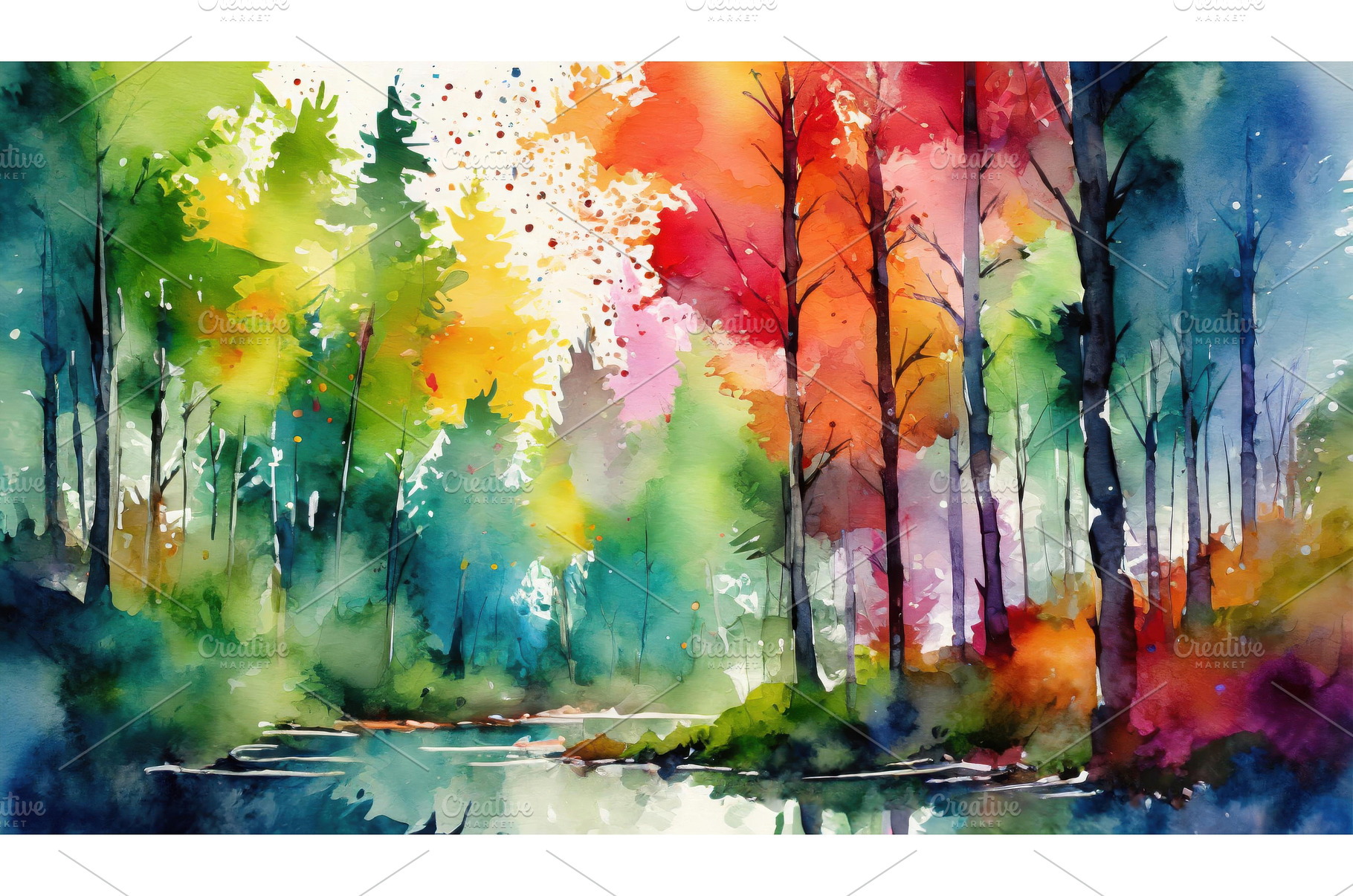 Watercolor forest landscape with a, a Nature Photo by Igor Tichonow