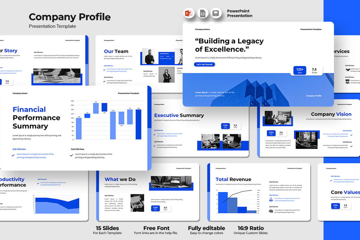 Company Profile PowerPoint Template, a Presentation Template by QR Design Studio (Photo 1 of 3)