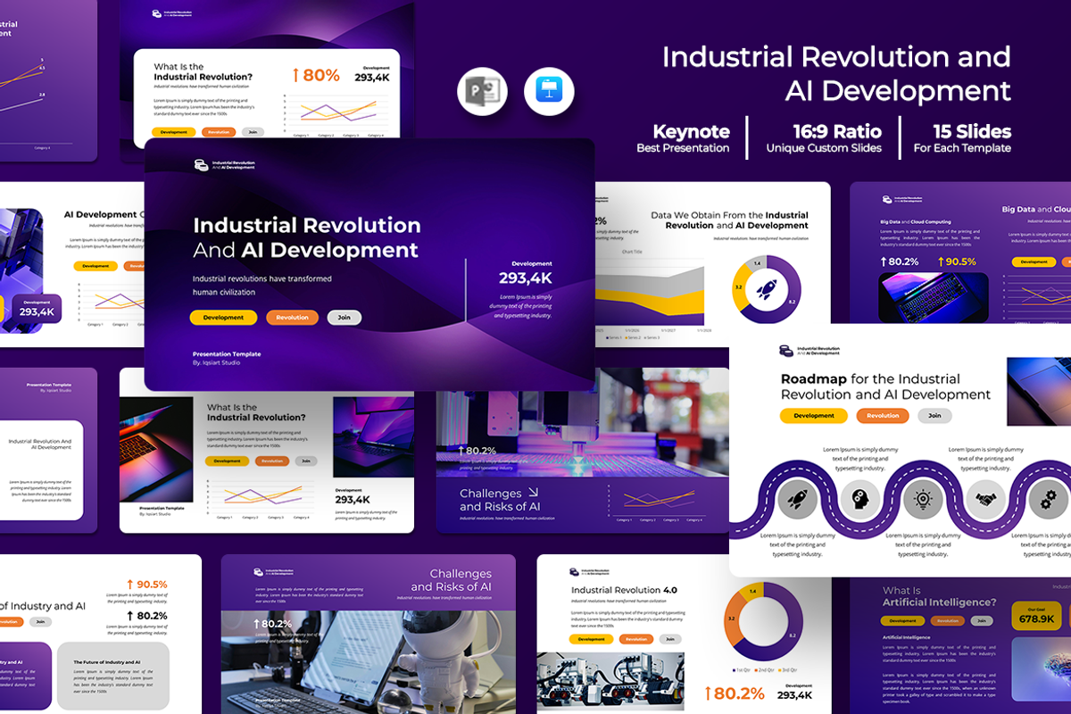 Industrial Revolution AI Development, a Presentation Template by Iqsiart Studio (Photo 1 of 3)