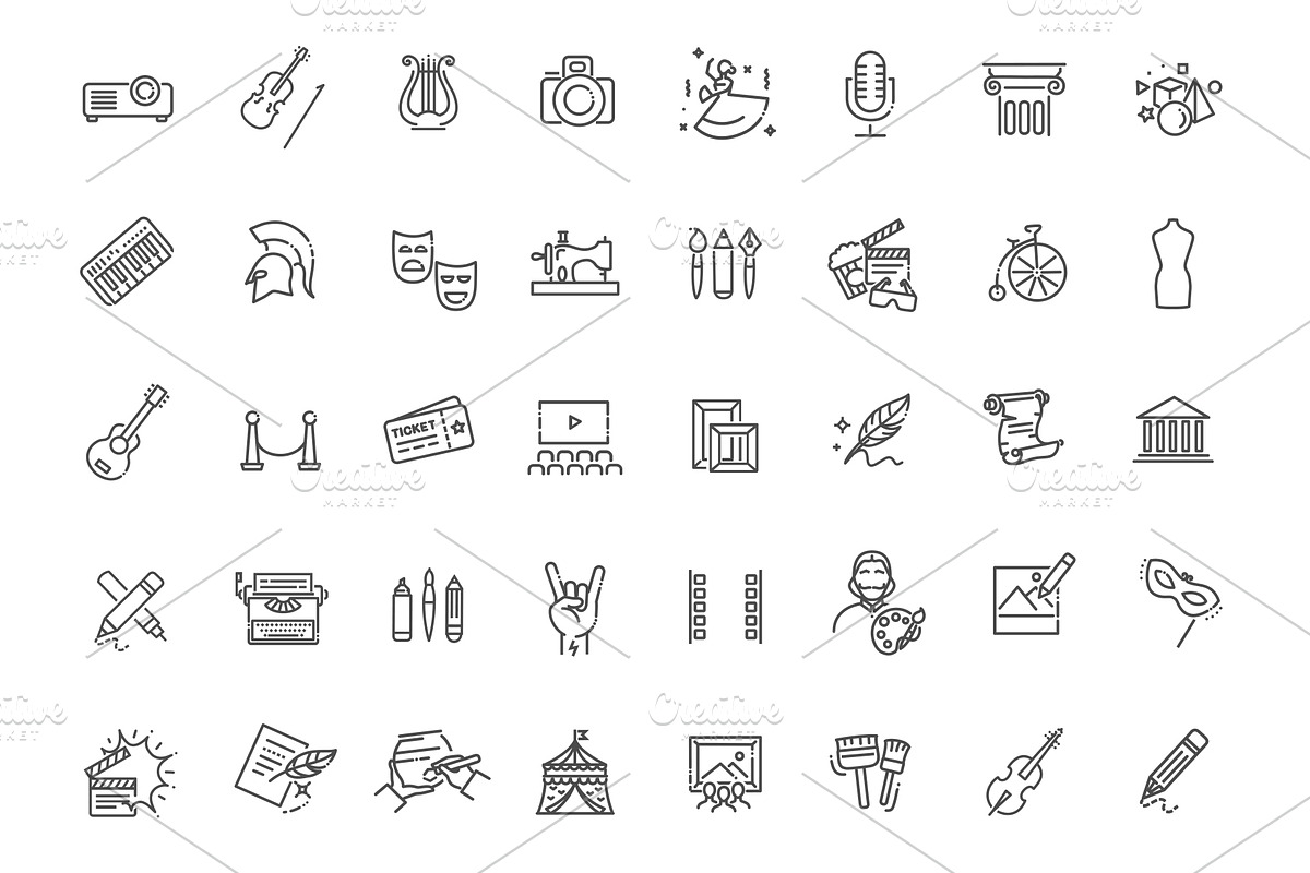 Art and Сulture line icons, an Outline Icon by Tettygreen (Photo 2 of 3)