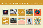 70s Retro Instagram Templates, a Social Media Template by Liseno Designs (Thumbnail 3 of 8)