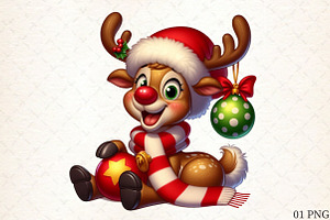 Reindeer Merry Christmas Png, an Illustration by Libby Wishes