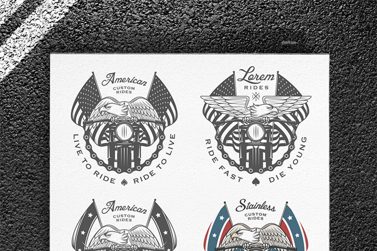 Vintage motorcycle emblems, an Illustration by 1baranov (Photo 1 of 3)