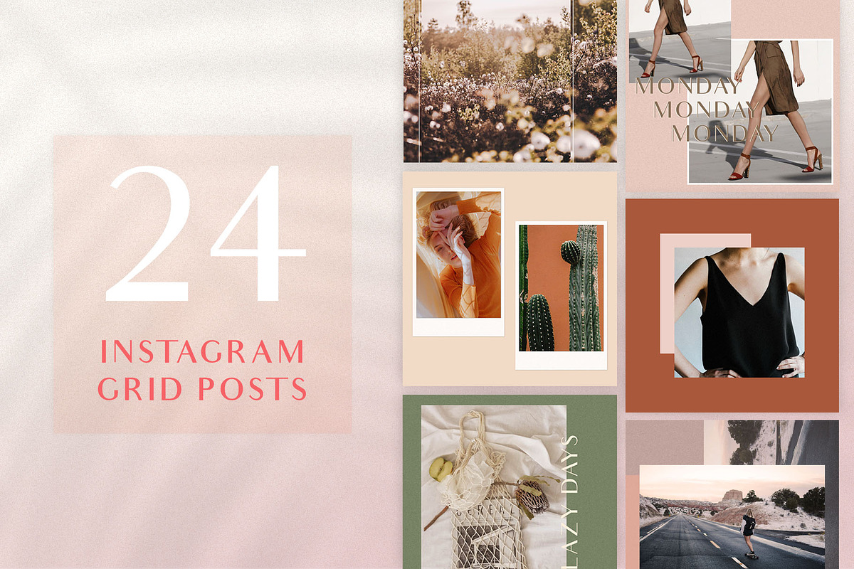 Chic Instagram Grid Post Templates, a Social Media Template by Karissa Macapagal (Photo 1 of 11)
