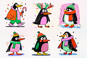 Hand-Drawn Christmas Penguin Clipart, an Illustration by Dream Creation (Thumbnail 4 of 7)