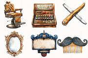 Watercolor Barber Shop Clipart, an Illustration by OK Design (Thumbnail 2 of 5)