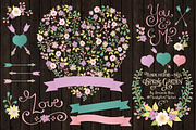 Garden Party Floral Heart & Banners, an Illustration by Amanda Ilkov (Thumbnail 2 of 4)