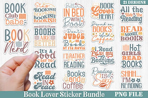 Book Lover Sticker Bundle,PNG File,, a Graphic by akazaddesign