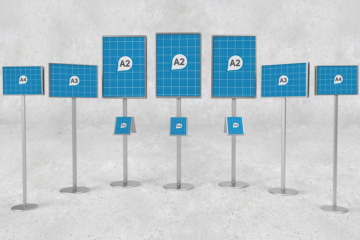 Sign Holder & Poster Stands Mockups, a Print Template by Kongkow (Photo 1 of 8)