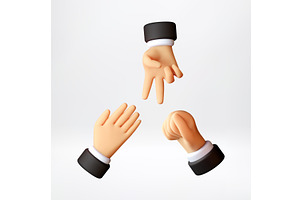 3D Human hand gestures of rock paper, an Object Illustration by Abscent