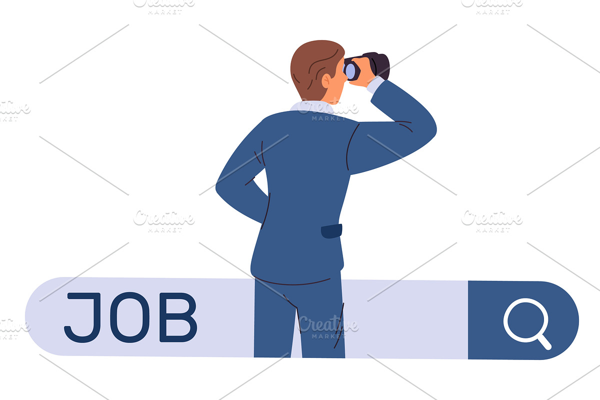 Businessman with binoculars looking, a Person Illustration by Vectorbuum