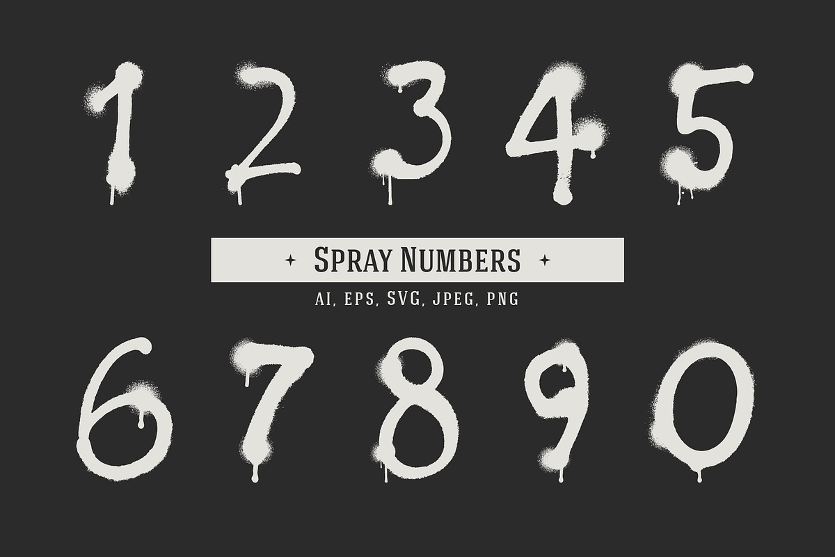 Grunge spray numbers, an Object Graphic by helenreveur