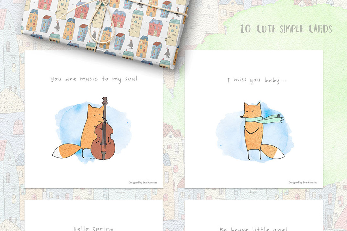Cute Vector&Watercolor graphics, an Animal Illustration by Eva Katerina (Photo 6 of 21)