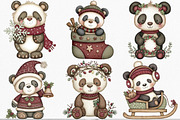 Watercolor Cute Christmas Panda, an Illustration by Canvas Craft (Thumbnail 3 of 7)