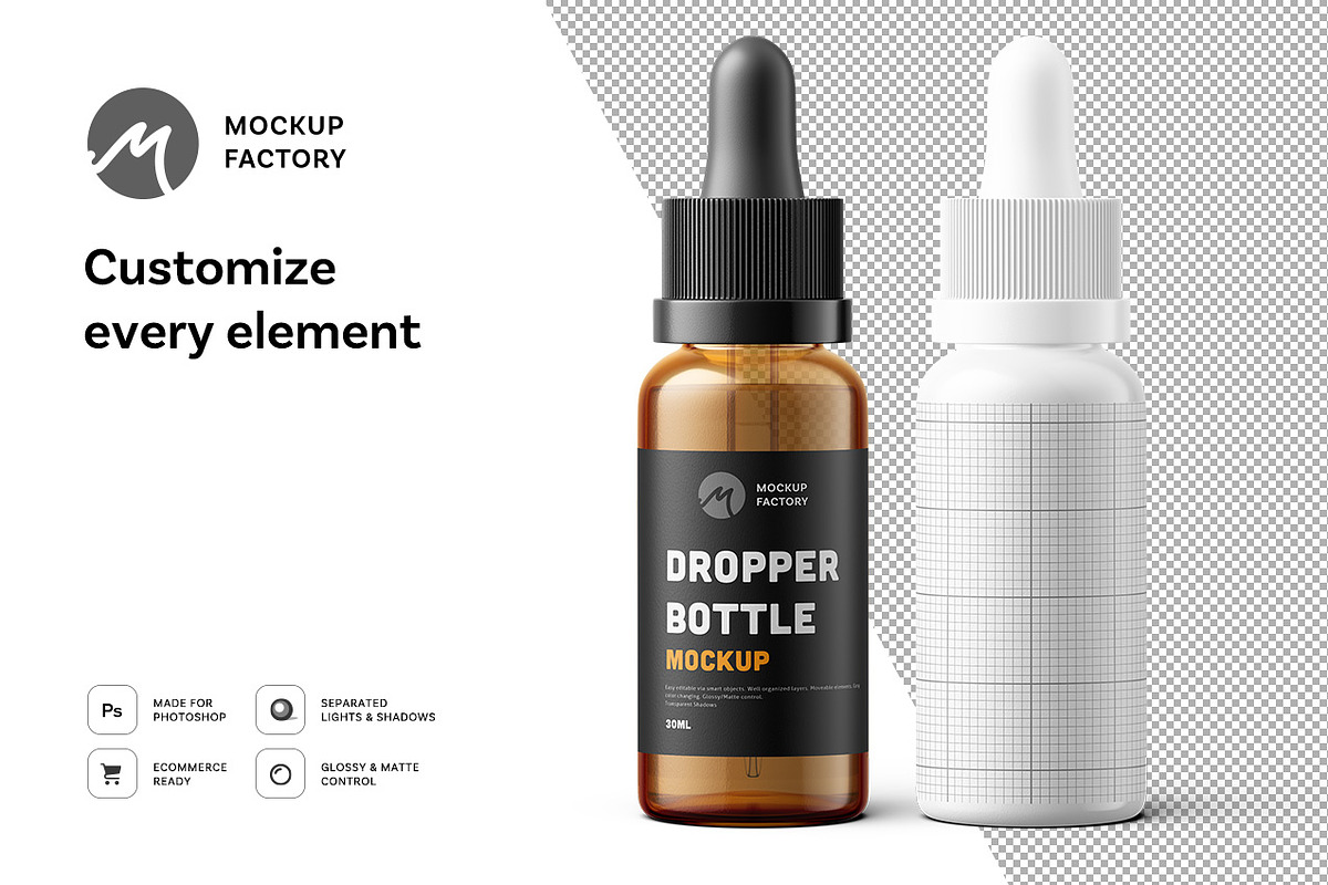 Dropper Bottle Mockup, a Packaging Mockup by Mockup Factory (Photo 2 of 3)