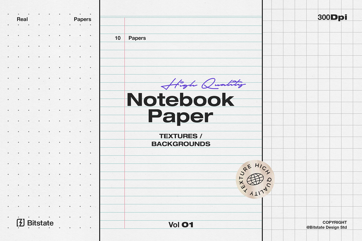 Notebook Paper Backgrounds, a Background Graphic by Bitstate Design (Photo 1 of 3)