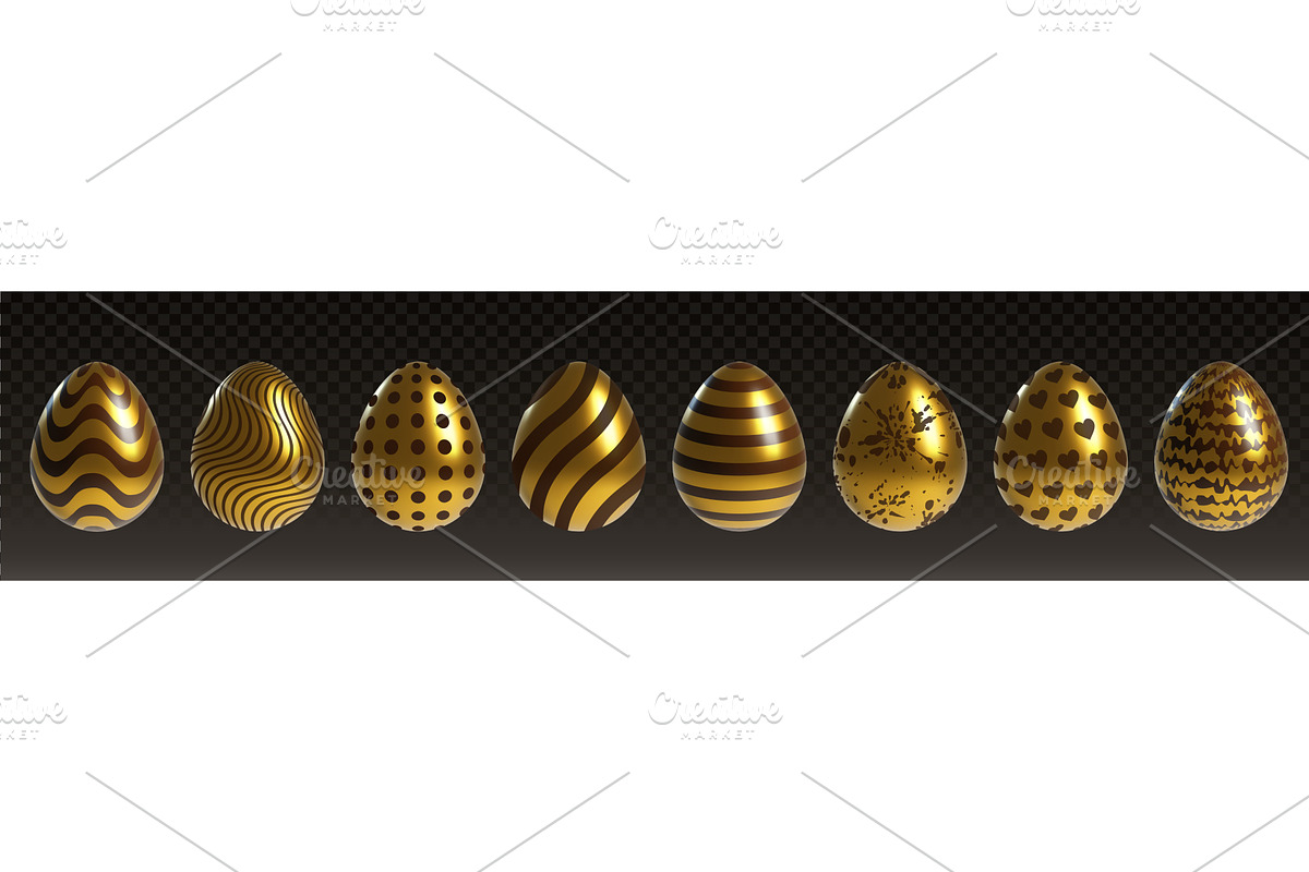 Golden Easter eggs set isolated on, an Object Illustration by art PVP - market
