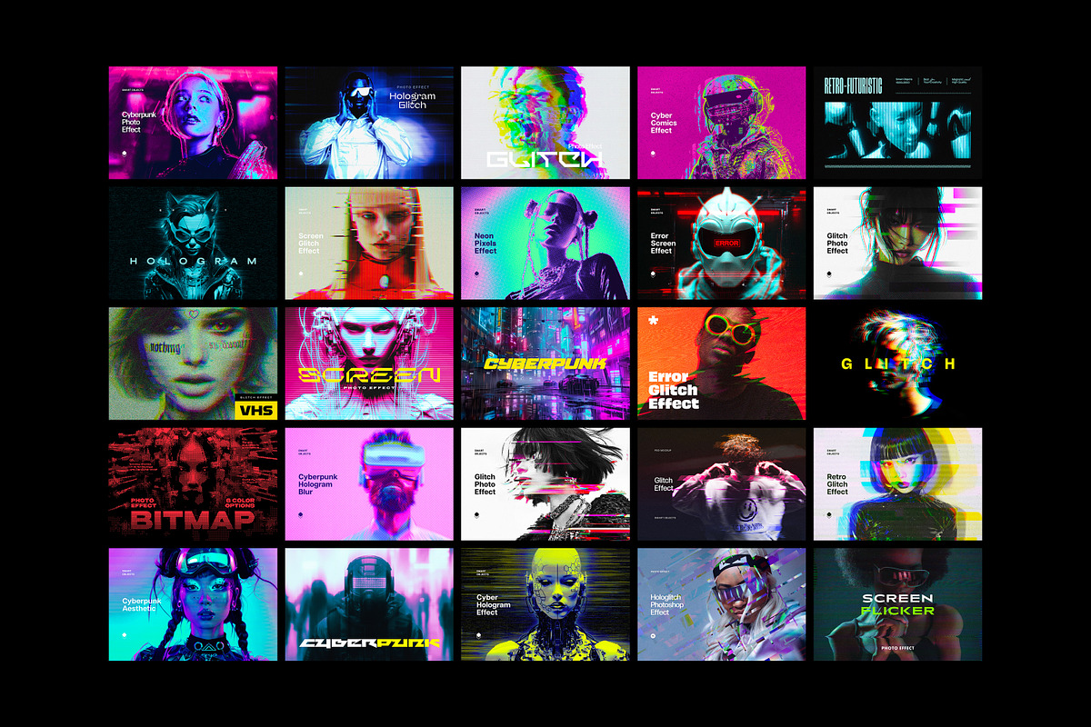 Cyberpunk Photoshop Effects Bundle, a Layer Style Add-On by pixelbuddha.net (Photo 3 of 53)