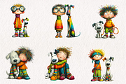 Quirky Puppy With Boy Clip Art, an Illustration by CreationArt (Thumbnail 2 of 7)