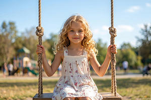 Young Girl on Playground Swing, a Person Photo by Davizro's Market