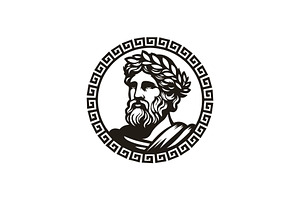 greek philosopher with wreath logo, a Branding & Logo Template by funpixel