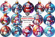 Watercolor Ornament Snowman Clipart, an Illustration by Canvas Craft (Thumbnail 1 of 9)