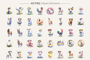 Watercolor Farm Animal PNG Bundle, an Illustration by Artnoy (Thumbnail 2 of 8)