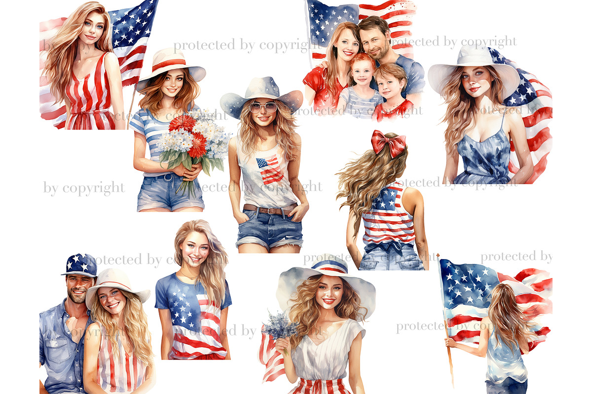 Patriotic Clipart Collection, a Seasonal Illustration by GlamArtZhanna (Photo 3 of 4)