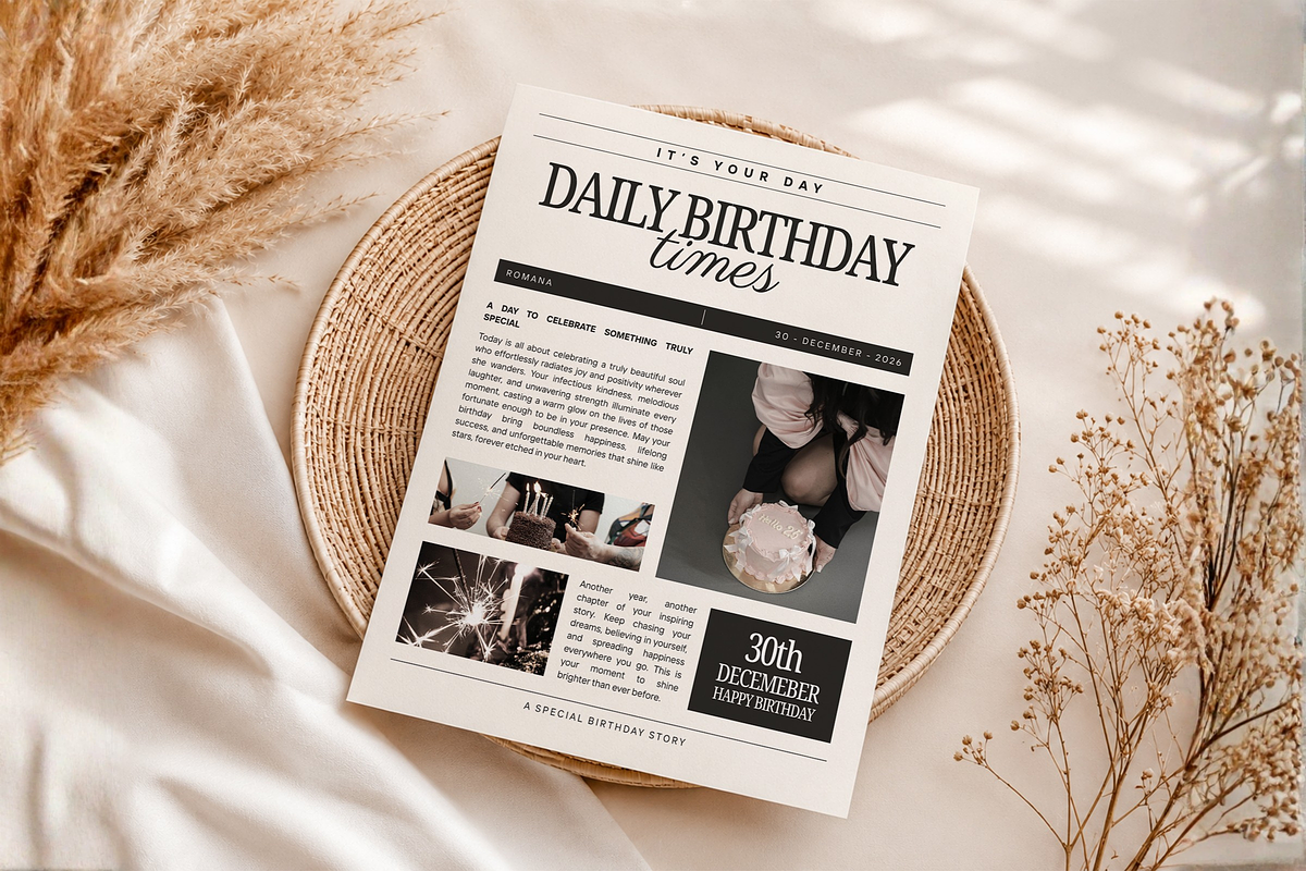 Birthday Newspaper Canva Template, a Magazine Template by Snapybiz (Photo 5 of 10)
