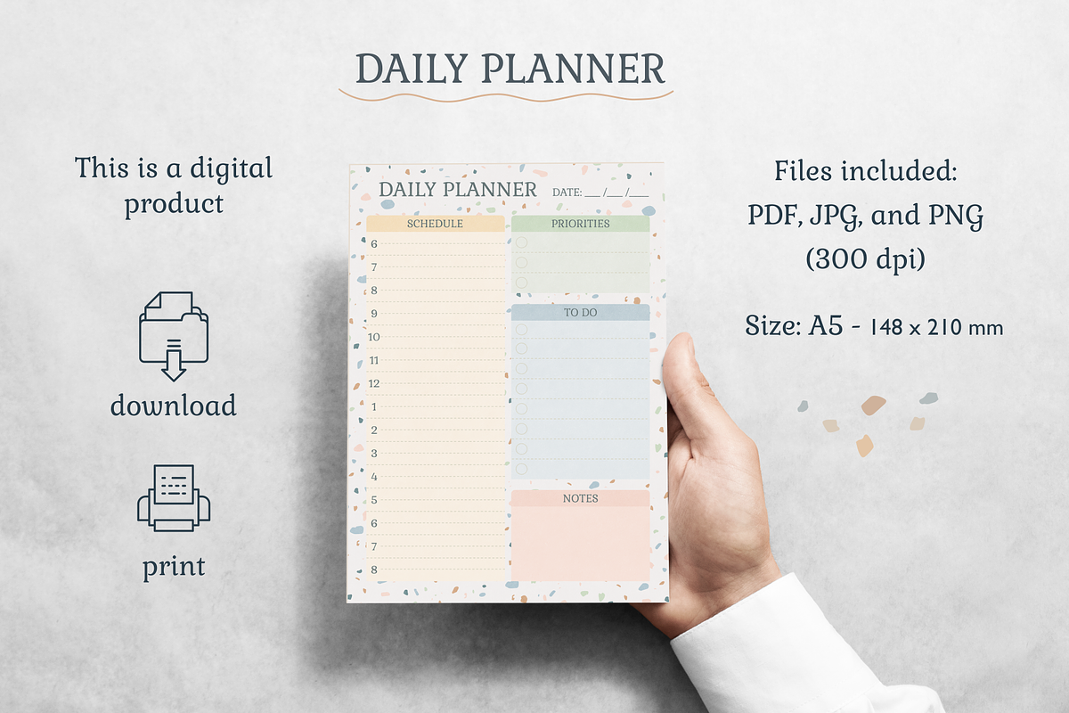 Terrazzo Planner & Shopping List, a Stationery Template by Nina Bered Illustration (Photo 2 of 4)