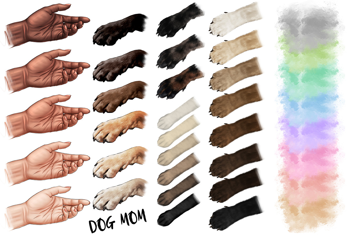 Mom dog clipart, hand and dog's paw, a Person Illustration by Elenbushe (Photo 2 of 4)